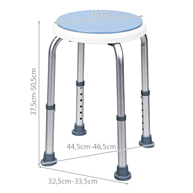 360° Rotating Shower Stool, Adjustable Height, Blue