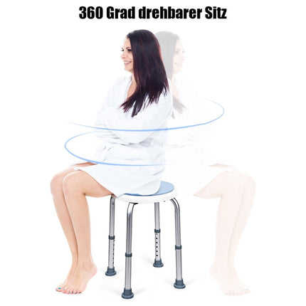 360° Rotating Shower Stool, Adjustable Height, Blue