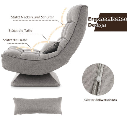 360 Swivel Floor Chair with Adjustable Backrest, Grey