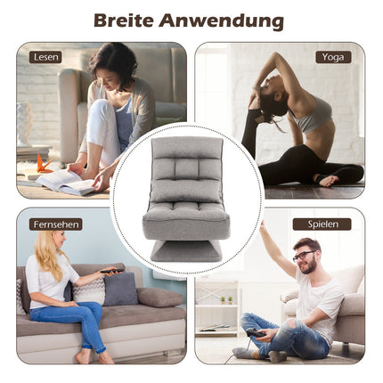 360 Swivel Floor Chair with Adjustable Backrest, Grey