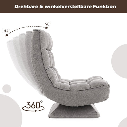 360 Swivel Floor Chair with Adjustable Backrest, Grey
