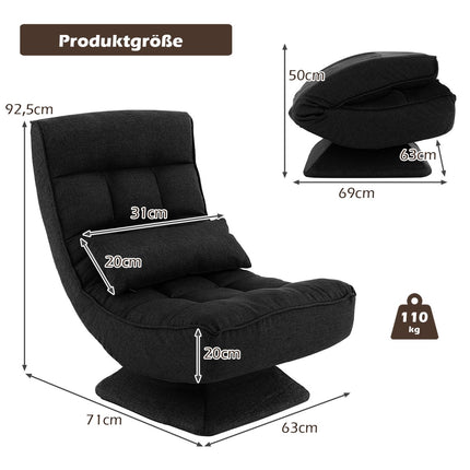 360 Swivel Floor Chair with Backrest & Lumbar Cushion