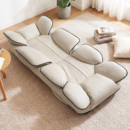 360° draaibare gamingstoel, verstelbare rugleuning, beige PU-leer