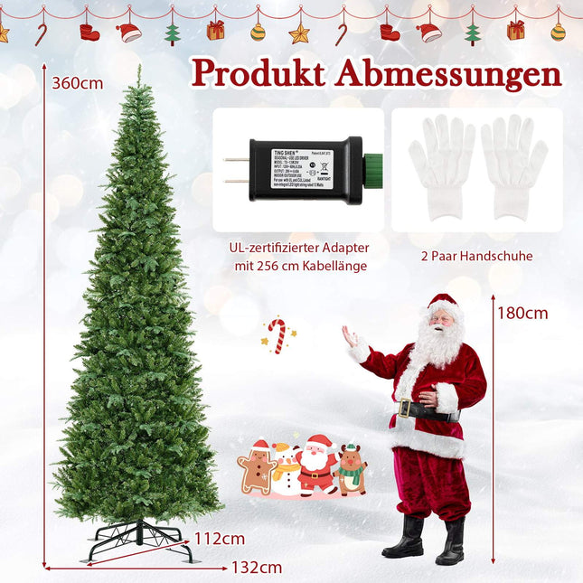 Umělý vánoční stromek 360 cm s osvětlením, do interiéru i exteriéru