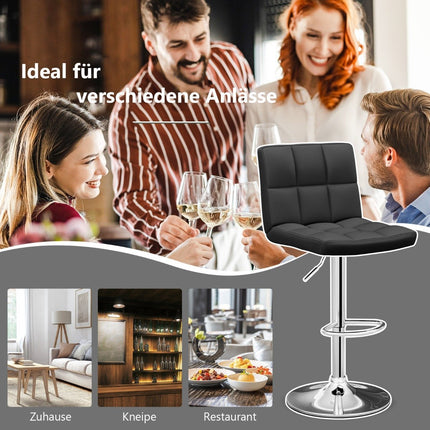 360° Drehbarer Barhocker aus Kunstleder Höhenverstellbarer Barstuhl Hocker Schwarz
