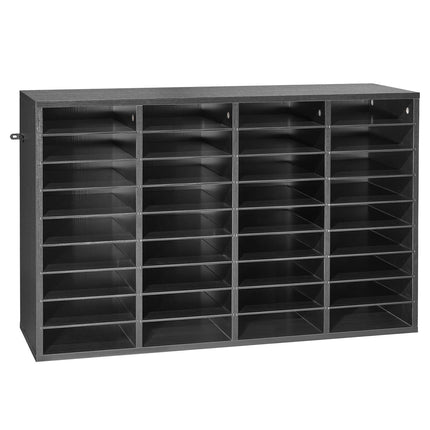 36-Compartment Mailbox Literature Organizer, Detachable Shelves, Black
