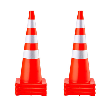 36-Inch Traffic Cones, 6-Pack, PVC, Reflective, Weighted Base