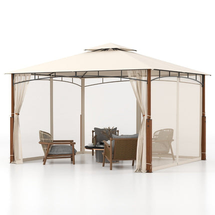 3,6 x 3 m Pavillon mit Doppeldach &amp; Moskitonetz wasserdicht Partyzelt Gartenpavillon