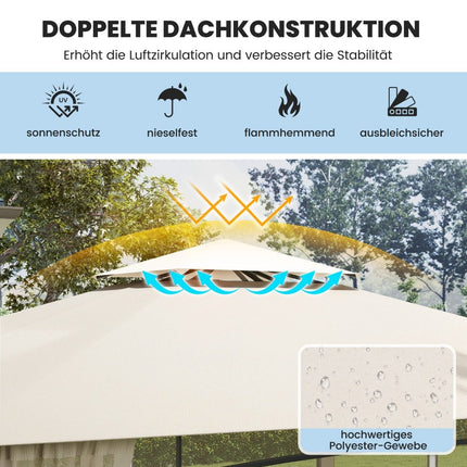 3,6 x 3 m Pavillon mit Doppeldach &amp; Moskitonetz wasserdicht Partyzelt Gartenpavillon