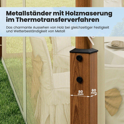 3,6 x 3 m Pavillon mit Doppeldach &amp; Moskitonetz wasserdicht Partyzelt Gartenpavillon