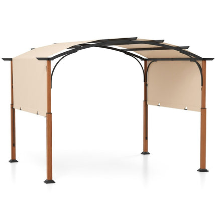 3,6 x 3 m Pergola mit einziehbarem Dach wasserdicht stabil winterfest Pavillon beige