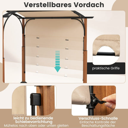 3,6 x 3 m Pergola mit einziehbarem Dach wasserdicht stabil winterfest Pavillon beige