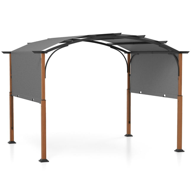 3,6 x 3 m Pergola mit einziehbarem Dach wasserdicht stabil winterfest Pavillon grau