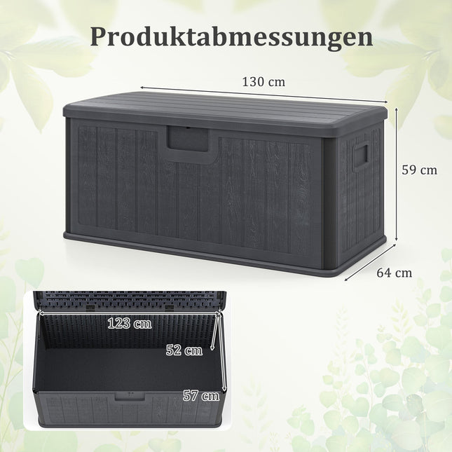 Wasserdichte Outdoor-Aufbewahrungsbox 378L, abschließbarer Deckel, Grau