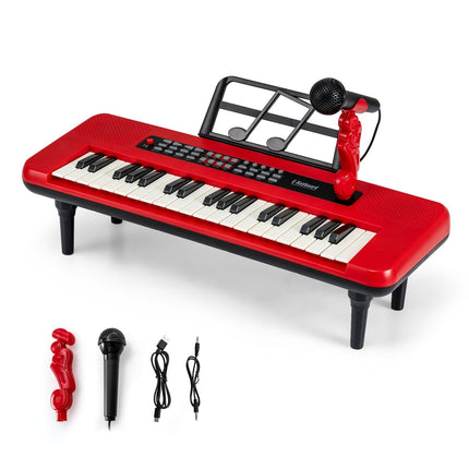 37-Tasten Kinder Digitalpiano mit Mikrofon und Ständer, Rot