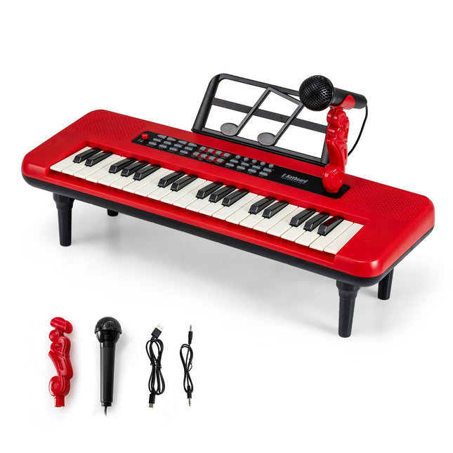 37-Tasten Kinder Digitalpiano mit Mikrofon und Ständer, Rot