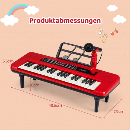 37-Tasten Kinder Digitalpiano mit Mikrofon und Ständer, Rot
