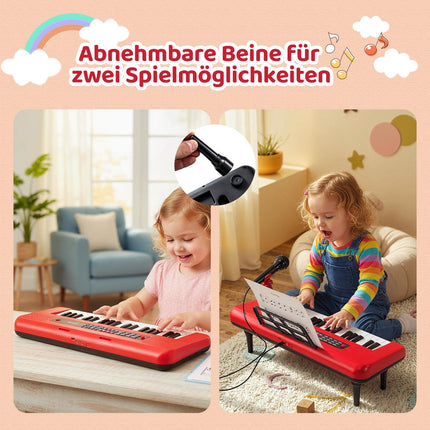 37-Tasten Kinder Digitalpiano mit Mikrofon und Ständer, Rot