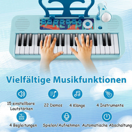 Elektronisches Kinderkeyboard mit 37 Tasten, Hocker und Mikrofon
