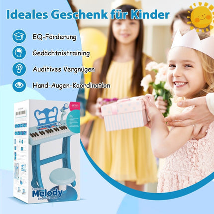 Elektronisches Kinderkeyboard mit 37 Tasten, Hocker und Mikrofon