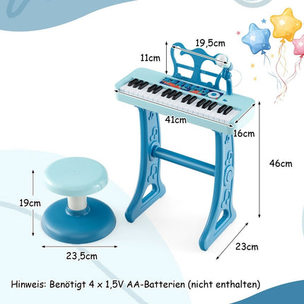 Elektronisches Kinderkeyboard mit 37 Tasten, Hocker und Mikrofon