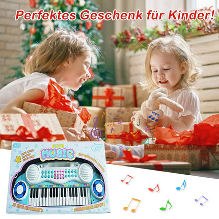 Digitální piano s 37 klávesami, dětské klávesy s mikrofonem 48 x 20 x 38 cm, modré