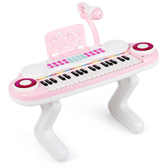 37 Tasten Klaviertastatur Kindertastatur mit Ständer Lerntastatur 48 x 20 x 38 cm Rosa