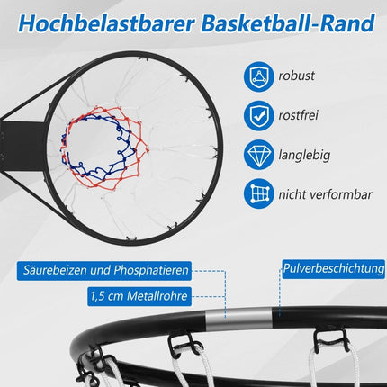 Ø37cm basketball hoop with ring &amp; Net for door &amp; Wall Mounted Indoor Mini Basketball Hoop Black