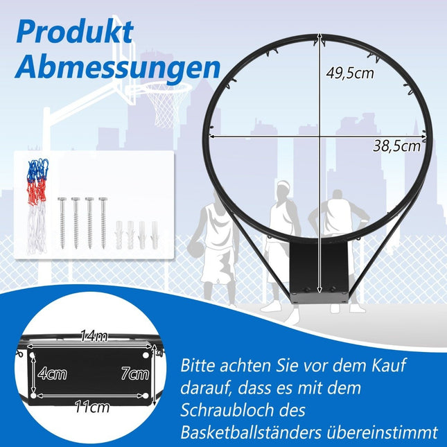 Ø37cm Basketballkorb mit Ring &amp; Netz für Tür &amp; Wandmontage Indoor Mini Basketballkorb Schwarz