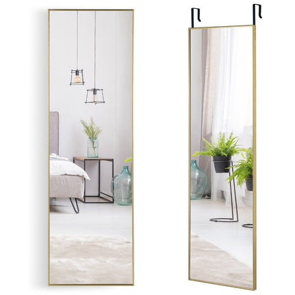 37 x 120 cm Ganzkörperspiegel mit höhenverstellbaren Aufhängehaken Wandspiegel golden