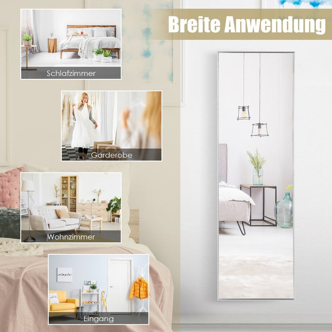 37 x 120 cm Ganzkörperspiegel mit höhenverstellbaren Aufhängehaken Wandspiegel Silber