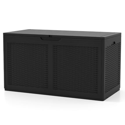 380L Outdoor Storage Box with Wheels, Waterproof, Black
