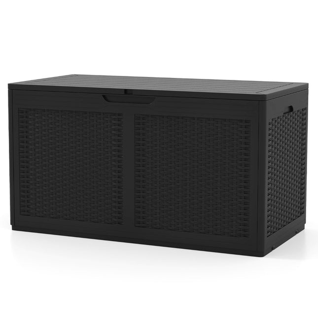 380L Outdoor-Aufbewahrungsbox mit Rollen, wasserdicht, schwarz