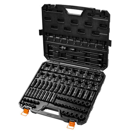 3/8 Drive Impact Socket Set, 90-Piece SAE/Metric Cr-Mo