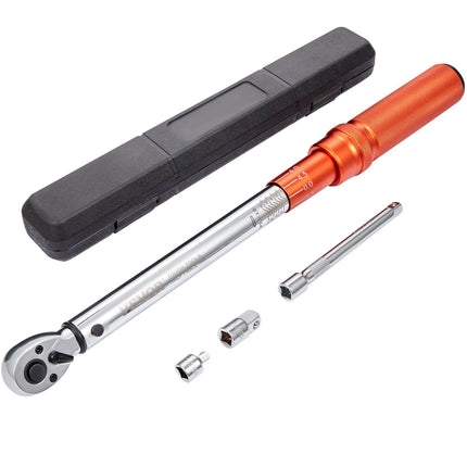 3/8-Inch Click Torque Wrench, 10-80 Ft-Lb, Adapters