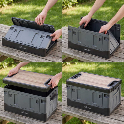 38L Graue Faltbare Transportbox mit Tischplatte