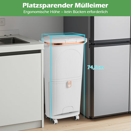 38L Trash Bin with 2 Removable Buckets & Pedal