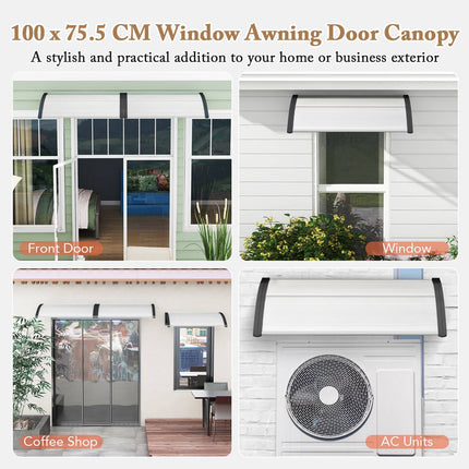 39"x30" Outdoor Door Canopy, Black Polycarbonate