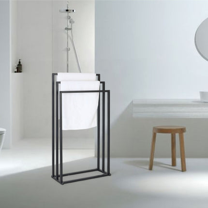 3-Bar Metal Towel Stand – Freestanding Bath Rack