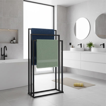 3-Bar Metal Towel Stand – Freestanding Bath Rack