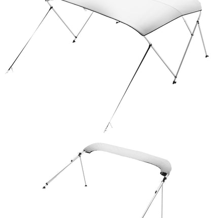 3-Bow Boat Bimini Top, 600D, Aluminum Frame, Grey