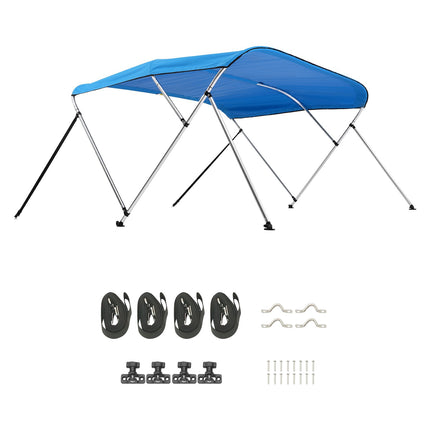 3 Bow Boat Bimini Top, 600D Polyester, Aluminum Frame