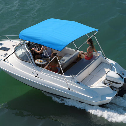 3-Bow Boat Bimini Top, 600D Polyester, Aluminum Frame