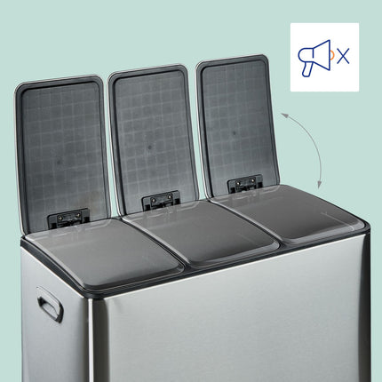3-Kammer-Mülleimer, 3x 15L, mit Soft-Close-Deckel