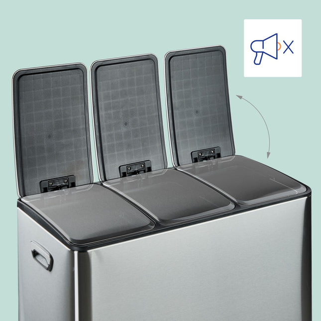 3-Kammer-Mülleimer, 3x 15L, mit Soft-Close-Deckel