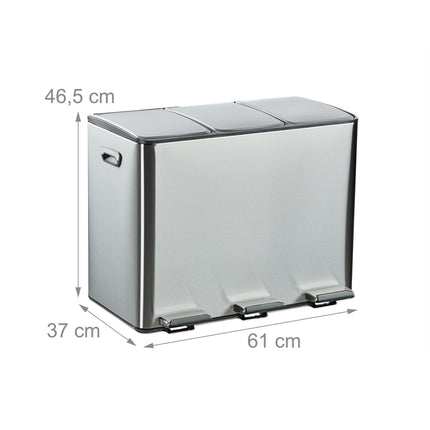 3-Kammer-Mülleimer, 3x 15L, mit Soft-Close-Deckel