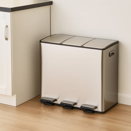 3-Kammer-Mülleimer, 3x 15L, mit Soft-Close-Deckel