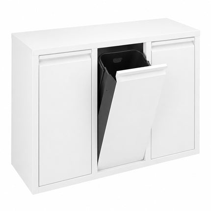 3-Compartment Waste Bin, 30L Total Capacity, White