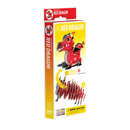 3D-Kartonmodellbausatz – Roter Drache zum Zusammenbauen
