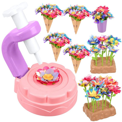 3D Flower Maker Craft Kit for Kids with Over 90 Petals, Vase, Bouquet Paper